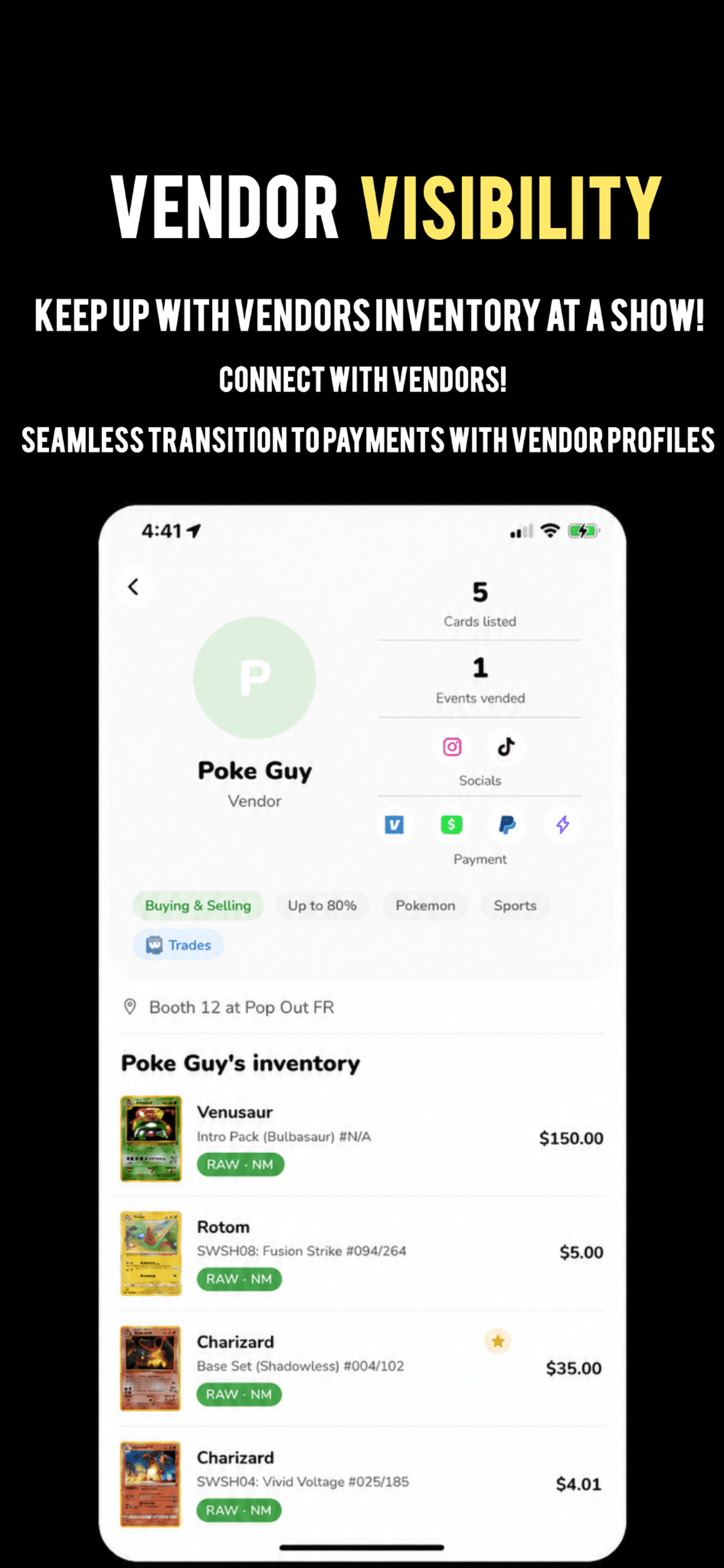 Browse any vendor’s full live inventory and prices from your phone